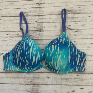 Victorias Secret The Nakeds Push Up Plunge Bra 34B Underwire Blues Underwire